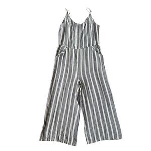 Belle Vere Stripe Jumpsuit Boho Chic pockets Wide Leg Crop size 8 NWT